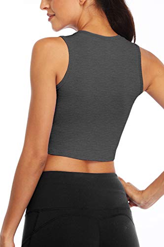 Image of Yoga Crop Tops Dance Tops Fitted Workout Crop Tops Yoga Tank Tops Athletic Sports Shirts for Women