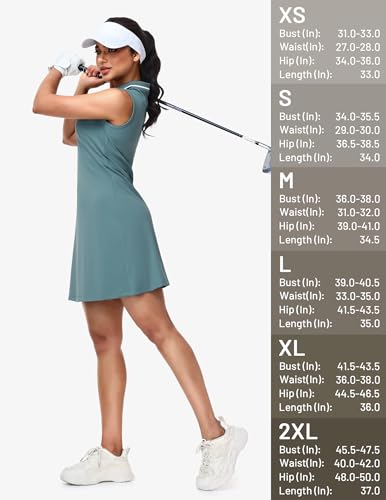 Image of MIER Golf Dresses for Women V Neck Sleeveless Dress with Zip Pocket | For Tennis Pickleball Travel Casual, Soft Breathable, 4-Way Stretch Light Flowy, Ribbed Collar, Reflective Logo, Wrinkle Free