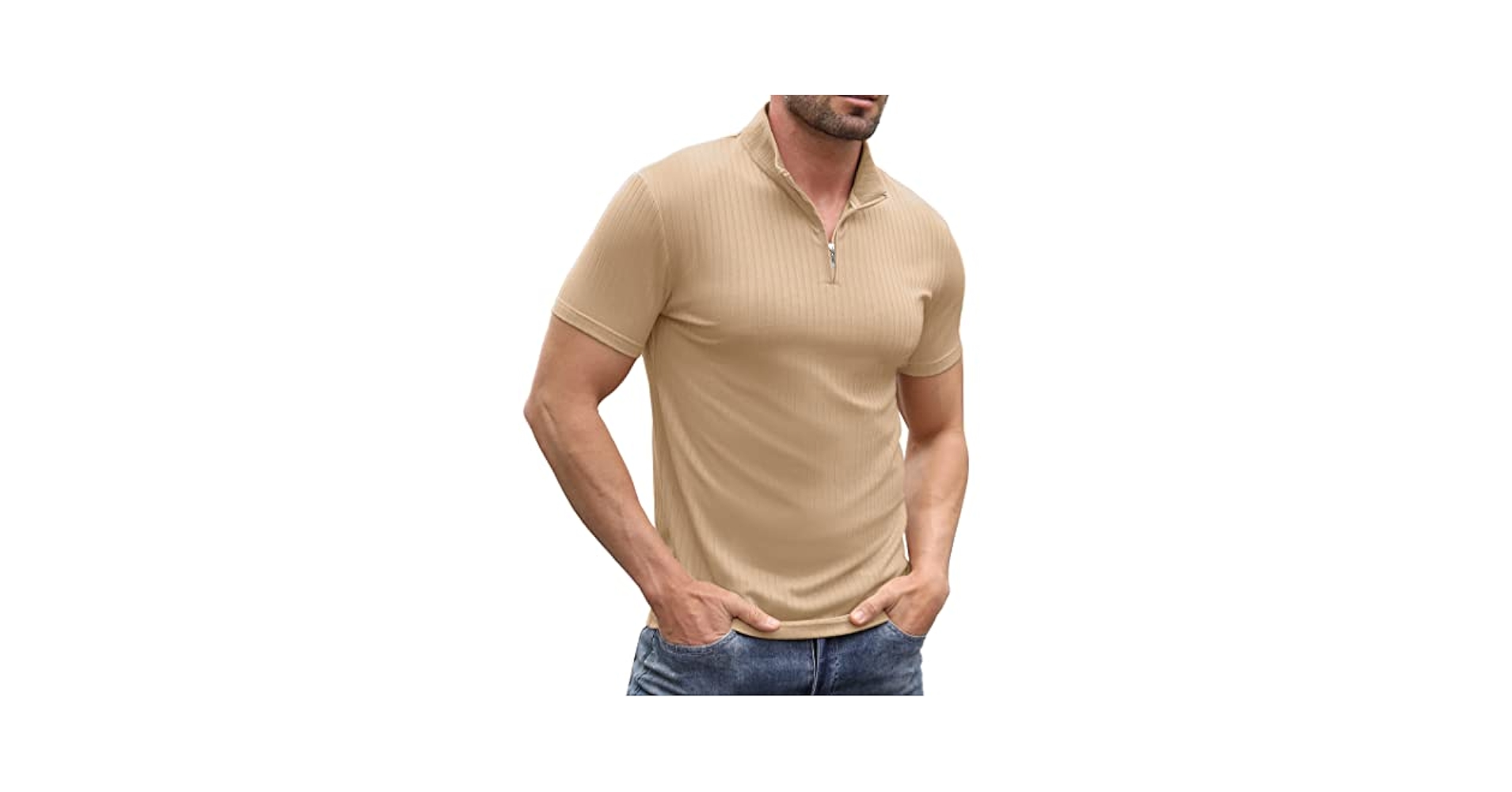 Sailwind Mens Short Sleeve Polo Shirts Quarter-Zip Ribbed