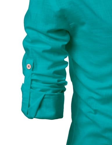 Image of Vida Loca Full Sleeve Mandarin Collor Cotton Casual Slim Fit Shirt for Men's
