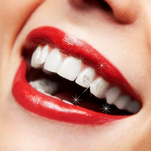 Image of Professional Dental Teeth Gem Ornament Kit /Tooth Whitening Studs with Gold Crystal Diamond-Shaped - Teeth Jewels /Jewelry Decoration Material for Women, Men (3PCS /Box, 0.2x0.2in, No Glue)