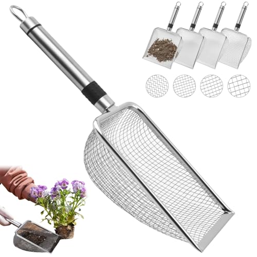 Tamices de Tierra de Jardín,4pcs Tamiz de Jardín de Acero Inoxidable,Colador de JardíN de Acero Inoxidable,Colador de Jardín de Tierra,Tamiz de Abono Arena Acero InoxidableColador de Arena