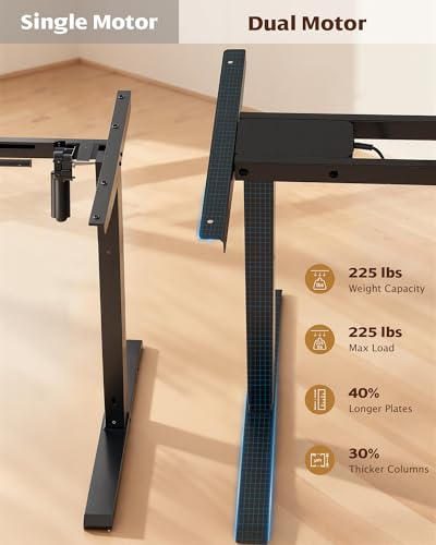 Image of TOPSKY Dual Motor Electric Standing Desk Frame, Height Adjustable Sit Stand Base for Home Office, Fits Table Tops up to 70.8 x 31.5 Inch, 225 lb Capacity (Black, Without Stand)
