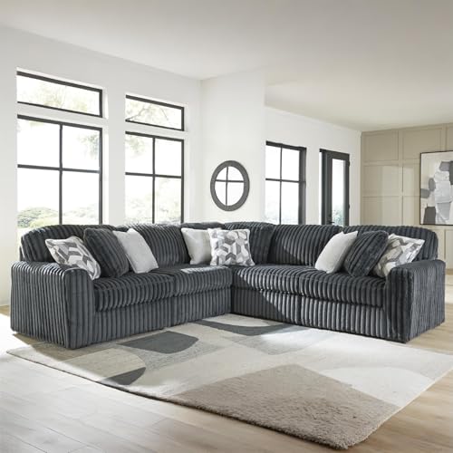 Image of Signature Design by Ashley 5-Piece L-Shaped Sectional Couch, Gunmetal