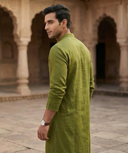 Image of Men's Traditional Ethnic Kurta Long Solid Casual