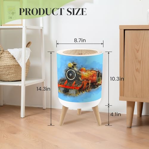 Papelera pequeña con tapa redonda y patas 7L miniatura 3