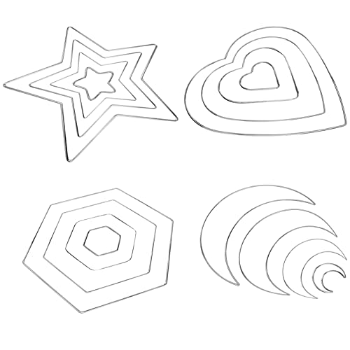 Doitool 16Pcs Iron Metal Wreath Frame Star Wire Heart Moon Hexagon Wreath Form Geometric Shaped Macrame Making Rings For Halloween Christmas Thanksgiving Holiday Decoration Silver #TOP21