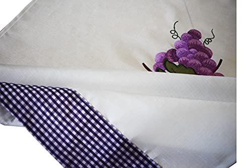 All American Collection Modern Contemporary 3Pc Embroidered Home Kitchen Window Treatment Curtain Set (Swag Valance, Purple Grapes) #TOP6