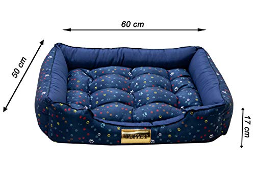 Cama com Colchão Removivel para Cachorro ou Gato Luppet até 10Kg Azul Patinhas G