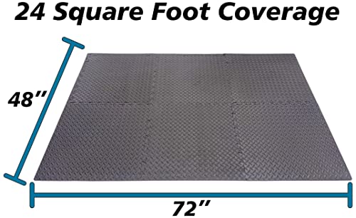 Azulejos de espuma entrelazados de 1/2 pulgada de grosor para ejercicio - Colchoneta acolchada suave para hacer ejercicio o protección de piso de equipo de gimnasio - SciencePurchase (24 pies cuadrados / 6 azulejos) miniatura 3