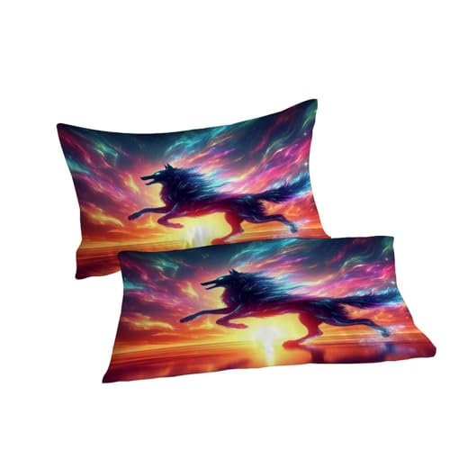 Housse de couette loup 3 pièces microfibre douce avec fermeture éclair