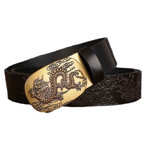 Ceinture en cuir pour homme à cliquet automatique et boucle réglable
