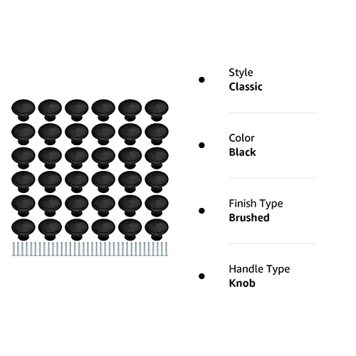 36 Pieces Round Cabinet Knobs Kitchen Cabinet Knobs Drawer Knobs Round Cabinet Dresser Knobs Pulls Round Drawer Handles With Screws For Drawer Pulls Door Knobs Drawer Handles Knobs (Black,1.2 Inch) #TOP6