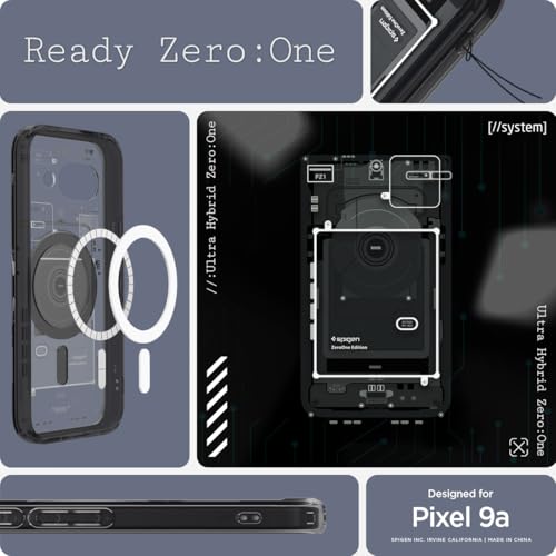 Image of Spigen Ultra Hybrid MagFit for Pixel 9a Case, Zero One | Anti-Yellowing Resin, Air Cushion Tech, Military-Grade Drop Protection, Raised Camera Protection, Compatible with MagSafe