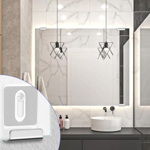 Image of 8 Pcs Mirrors Mounting Hardware, Heavy Duty Mirror Hanging Kit, Mirror Holder Clips for Wall Mounting with Screws and Anchors for Frameless Mirrors, Billboards, Tiles (Black)