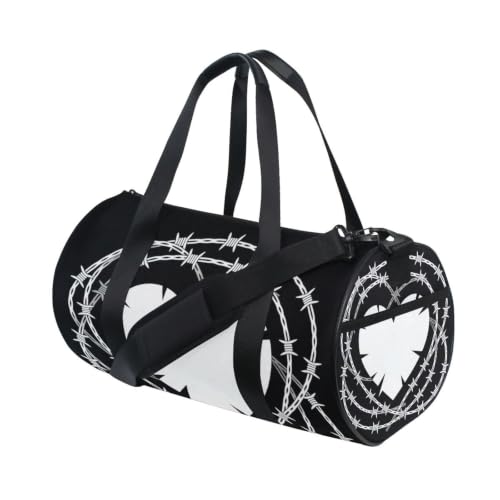 Bolsa de deporte redonda unisex estilo grunge con bolsillo interior para gimnasio 3