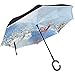 Produktbild Merle House Winter Schnee Schneeflocke Rentier Inverted Umbrella Winddicht Anti-UV, Frohe Weihnachten Reverse Regenschirme Gerade C-Griff Leichtgewicht