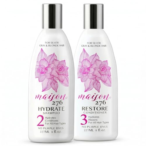 Maison 276 Moisture Duo – HYDRATE Shampoo + RESTORE 3-in-1 Conditioner Bundle for Mature Hair, All Shades & Textures, Grey, Silver & White, Black & Brunette, Hydration, Softness, Shine & Manageability