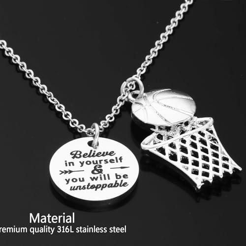 HUTIMY Basketball Necklace for Women Teen Basketball Team Themed Jewelry Stuff Basketball Necklaces2