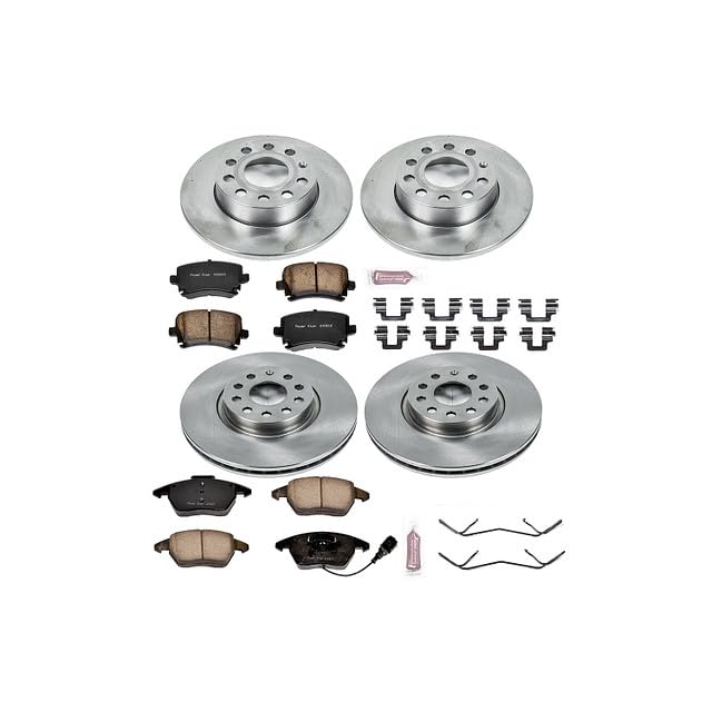 Image of PowerStop Front and Rear Brake Kit for Audi A3 2008 | Volkswagen Jetta 2006-10 - Z17 Ceramic Brake Pads & Disc Rotors Replacement, KOE5363