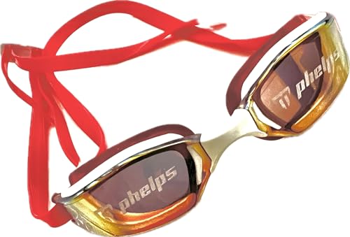 Phelps XCEED Gafas de natación de competición con espejo de titanio, edición limitada, rojo/rojo