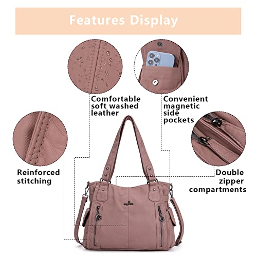 Image of Angel Kiss Handbags for Womens Top-Handle Hobo Purse Roomy Casual Shoulder Bags PU Tote Satchel Purse for Women
