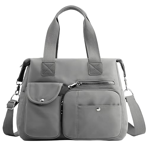 Bolsas Femininas Nylon Preta Universitaria Bolsa de Ombro Tiracolo Média Transversal Executiva 20L (灰色)