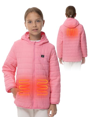 HENNCHEE Kids Heated Jacket for Boys Girls Lightweight Winter Heated Jacket with Battery Pack Heated Coat