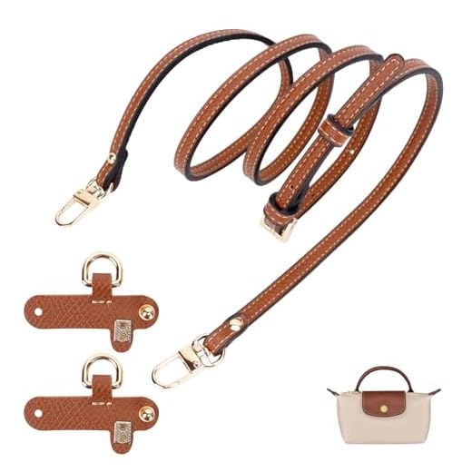 dadop Kit de alças compatível com mini bolsas Longchamp – Alças de couro ajustáveis para bolsa de ombro feminina, Marrom, 10 cm x 15 cm x 1.8 cm