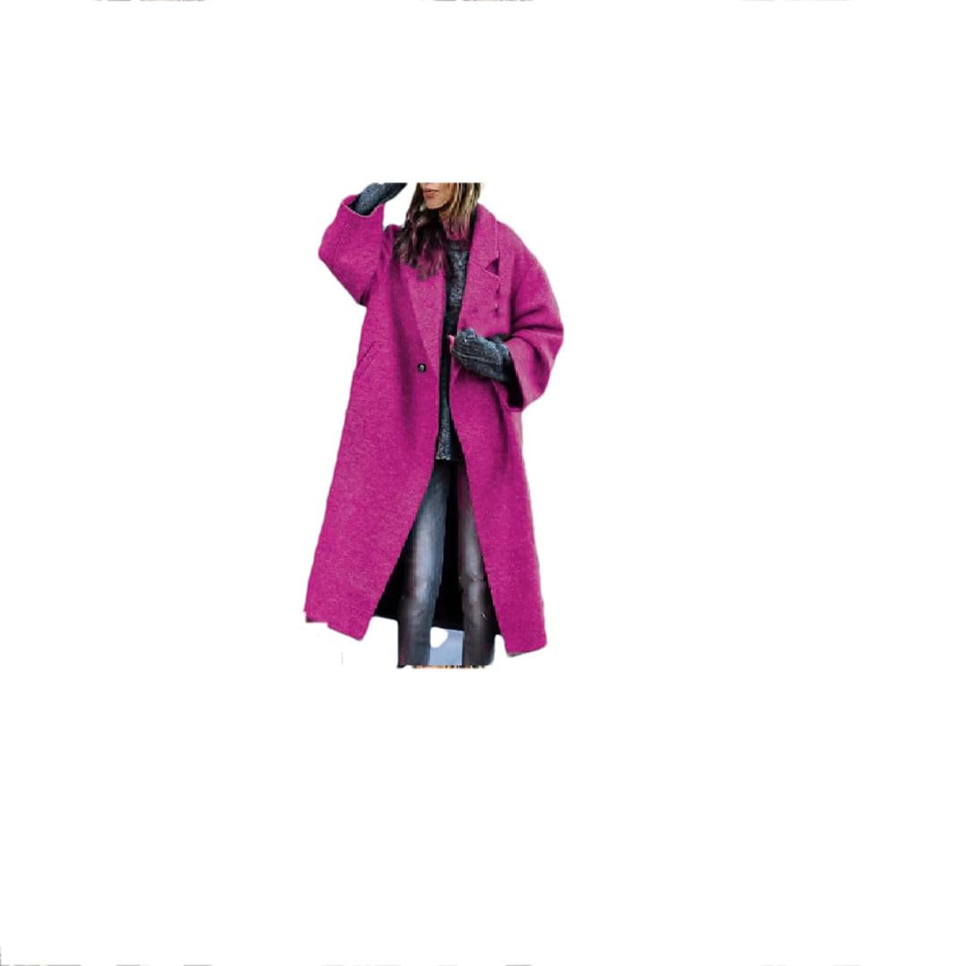 Abrigo largo de lana para mujer de otoño e invierno, sin cinturón, con solapa, suelto, para mujer