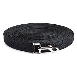 THE DDS STORE Dog Training Lead Cotton Nylon Webbing Line Leash (Black, 3 m/10ft)