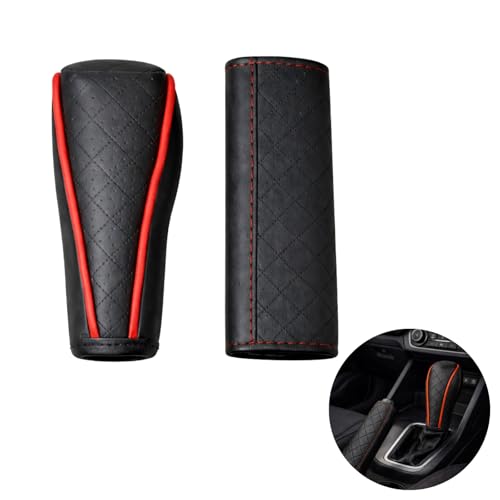Image of YOURKARTS.COM Car Gear Knob Cover & Handbrake Cover Set - Premium Material, Stylish Gear Handle & Brake Non Slip Waterproof Gear Shift Protector Universal Fit for car | Car Interior Accessory