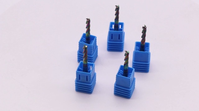 Image of 5Pcs 1 /8 inch 3 Flute Solid Carbide Square End Mills for Aluminum, DLC Coated | 37 Helix, 1 /8 inch Cutting Dia, 1 /8 inch Shank Dia, 1 /2 inch Length of Cut, 1-1 /2 inch Overall Length for Milling Aluminum and Copper