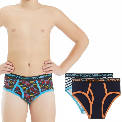 Image of BODYCARE Boy's Cotton Briefs Pack of 2 | Solid Kids Underwear | Soft Breathable Fabric | Stretchable Waistband | Comfortable Innerwear (Color & Print May Vary)