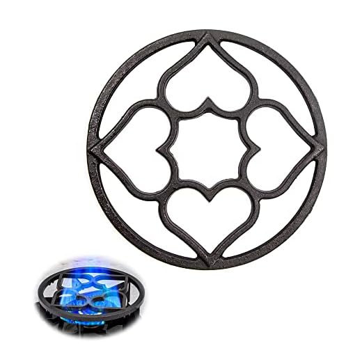 duozoanz Gietijzeren wok ring pan-ondersteuning, 19 cm, universele pannendrager van ijzer met 8 bevestigingssleuven in de bodem, voor kookplaat, hitte-altijd, koffiekoker, 1 stuks