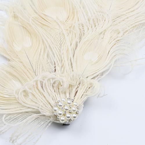 Pinza para cabello con pluma de pavo real miniatura 4