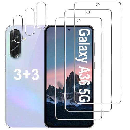 Gliansen [3+3 Pack] Galaxy A36 5G Screen Protector + Camera Lens Protector, 9H Tempered Glass, Anti Scratch, Easy Installation, Bubble Free, HD Screen Protector for Samsung Galaxy A36 5G