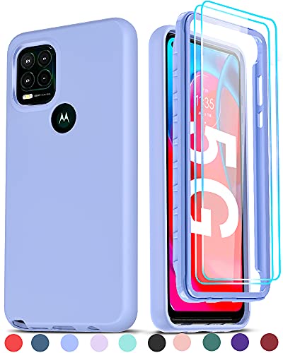 LeYi for Moto G Stylus 5G Case, Motorola G Stylus Case with [2 x Glass Screen Protector], Full-Body Shockproof Soft Liquid Silicone Hybrid Protective Phone Case for Moto G Stylus 5G 2021, Violet