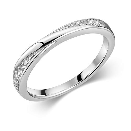Bague fine en argent 925 femme MATERIA anneau rhodié avec pierre zircon blanc