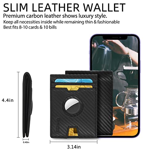 AirTag Mens Wallet, Minimalist Air Tag Wallets, Slim Wallet for Airtag with Airtag Holder, Men's RFID Bifold Blocking Wallet, Thin Front Pocket Credit Card Mens Wallets3
