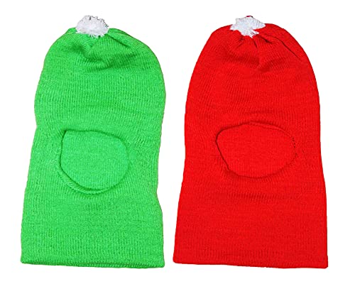 Image of Okara Kids Comfort Colourful Winter Woollen Monkey Cap Pack of 2 (Red,Pink, 1-2 Years)