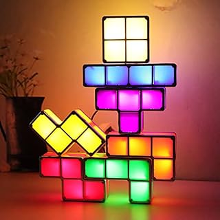 Stackable Night Light for Kids, LED 7 Colors 3D Puzzles Induction Interlocking USB Table Lamp, Aesthetic Room Decor DIY Tangram Puzzles Cube Lamp for Bedroom Decor Gifts for Boys Girls (USB)
