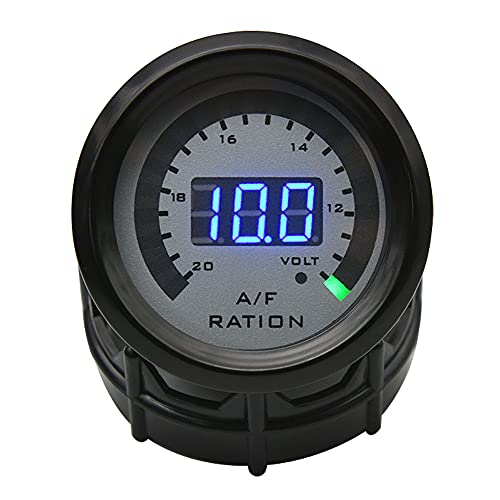 Medidor de relación de aire-combustible Digital Coche Auto Aire Combustible Ratio Gauge 12V Racing Air Fuel Meder Indicador para Coche 5 2MM Calibre AFFR Medidor con sensor O2 de banda estrecha Imperm Cover