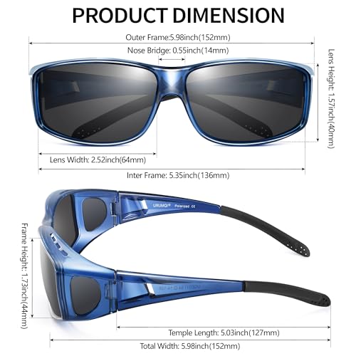 Image of URUMQI Polarized Sunglasses Fit Over Glasses for Men Women, Wraparound Sun Glasses UV400 Protection for Driving Fishing