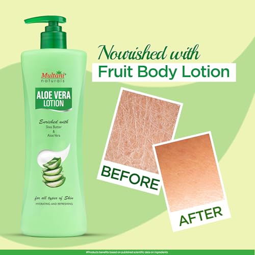Image of Multani Natural Aloe Vera Body Lotion (400ml) | with Deep Moisture | Moisturizer For Normal, Dry, Combination & Sensitive Skin | Moisturising Body Lotion for Women & Men | Hydrating & Refreshing | Helps in Dryness Reduction & Softens The Skin