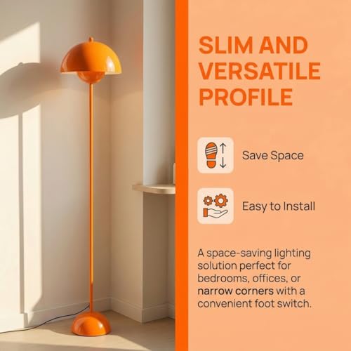 Image of COSYLUX Mid-Century Modern Metal Bud Floor Lamp for Home and Office, Orange