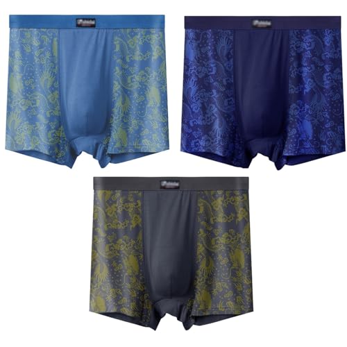 BJLMNTIA Paquet de 3 Caleçon Boxeur pour Hommes 3XL-10XL Plus-Size Sous-vêtements Grandes Tailles Evacuation de L'humidité Caleçon Respirant en Modal(Sytle2,9XL)