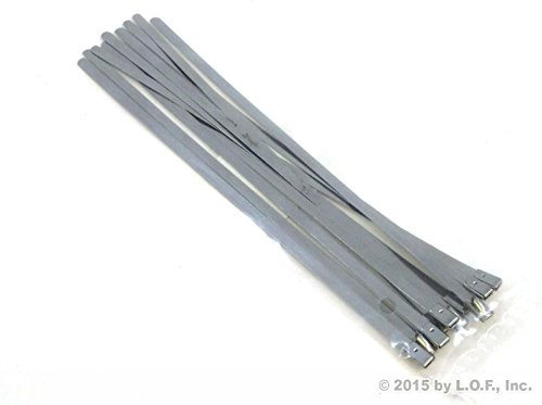 10-Pack Heavy Duty 8 Inches Stainless Steel Exhaust Strap Wrap Coated Locking Zip Cable Ties