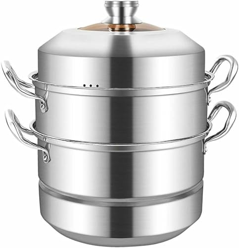 Olla de Acero Inoxidable 304/Vaporizador de 3 Capas, Olla para Sopa Comercial/doméstica (36 cm)