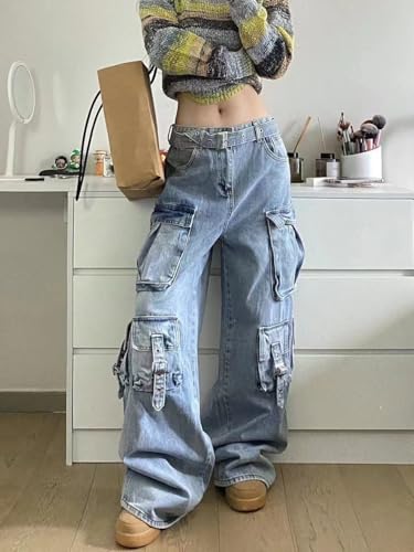 Unisex Multi-Pocket Baggy Jeans Street Cargo Y2k Harajuku Wide Leg Loose Casual Hiphop Grunge Denim Goth Pants2
